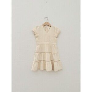 Salt the Label Girls 3/4T Cream Cotton Gauze Tiered Dress Puff Sleeve Boho